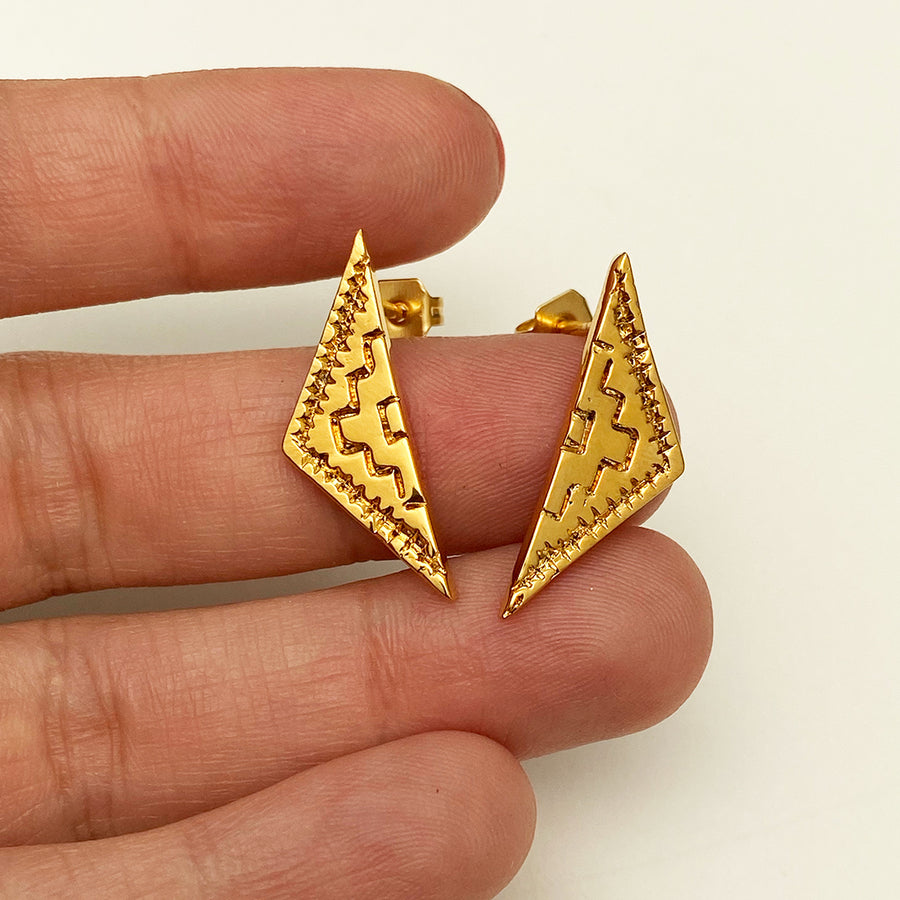 Aretes Medio Rombo - Dorados